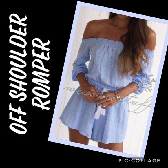 Unbranded Blue & White Striped Romper S/M/L - Picture 1 of 8